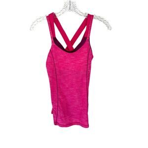 Lululemon Pink Built in Bra Criss Cross Athleisure Workout Tank Top Size 4